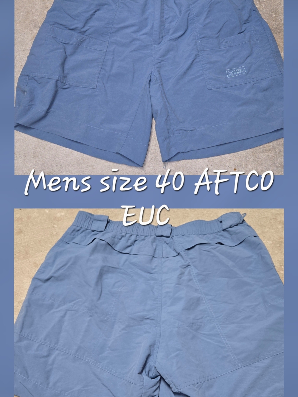 AFTCO Men's Slate Blue Cargo Shorts Size 40